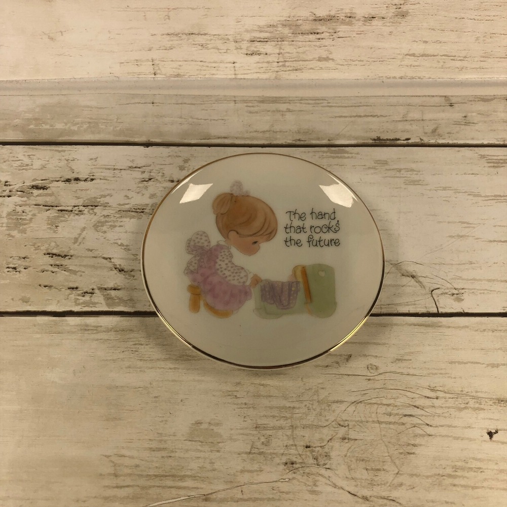 Vintage 1980 Precious Moments The Hand That Rocks The Future Mini Plate Enesco